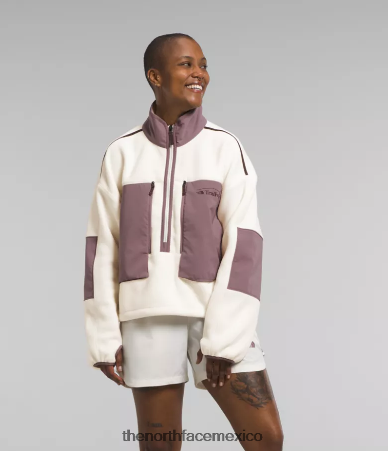 The North Face ropa NFHLJL54 blanco gardenia/gris leonado mujer trailwear fantasía ridge flash -zip