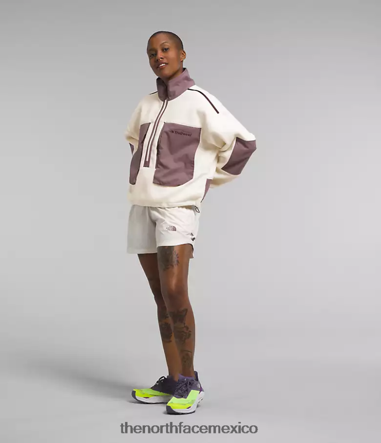 The North Face ropa NFHLJL54 blanco gardenia/gris leonado mujer trailwear fantasía ridge flash -zip