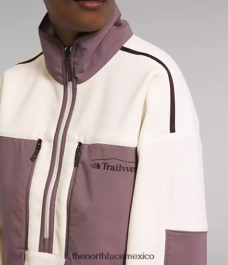 The North Face ropa NFHLJL54 blanco gardenia/gris leonado mujer trailwear fantasía ridge flash -zip