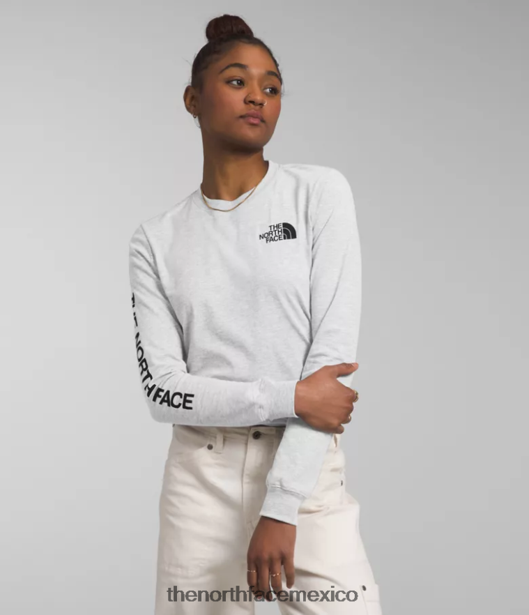 The North Face ropa NFHLJL1095 tnf gris claro jaspeado mujer camiseta de manga larga con estampado gráfico