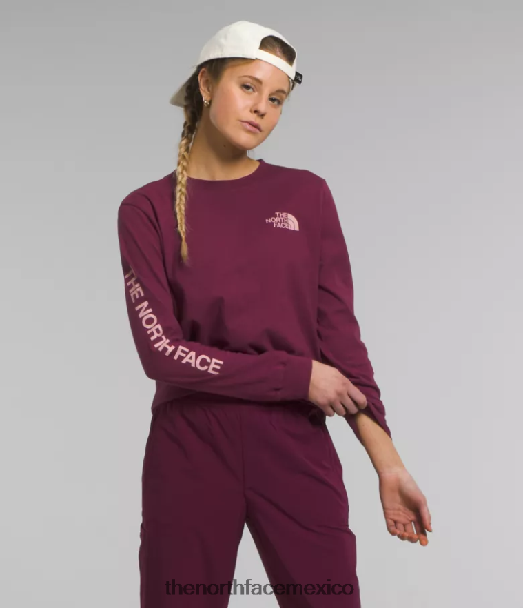 The North Face ropa NFHLJL1096 mora blanca/musgo rosa mujer camiseta de manga larga con estampado gráfico