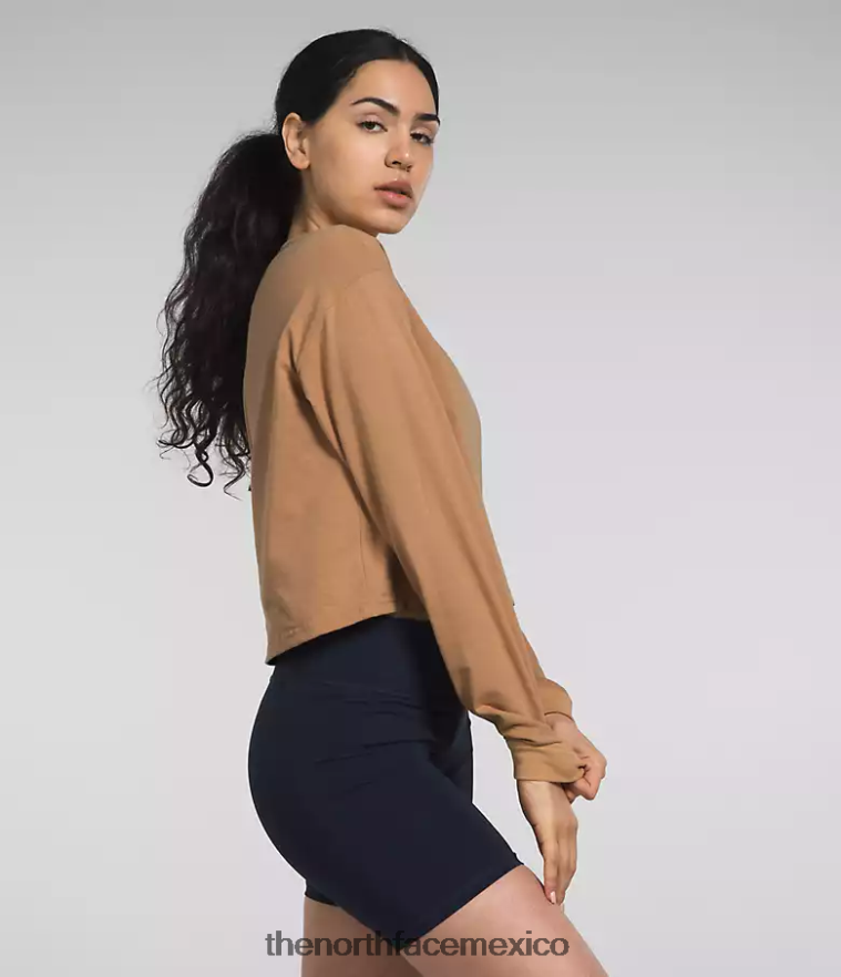 The North Face ropa NFHLJL849 mantequilla de almendras mujer camiseta de manga larga con parche tradicional