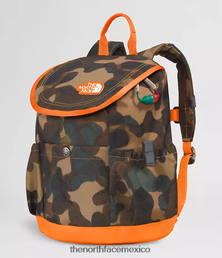 The North Face accesorio NFHLJL396 estampado de textura de camuflaje marrón utilitario/mandarina niños mochila mini explorador juvenil