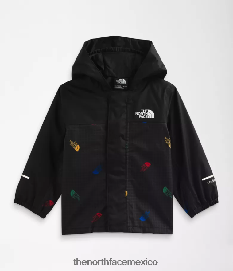 The North Face ropa NFHLJL588 tnf negro tirado logo estampado de cuadrícula bebé chaqueta de lluvia anora