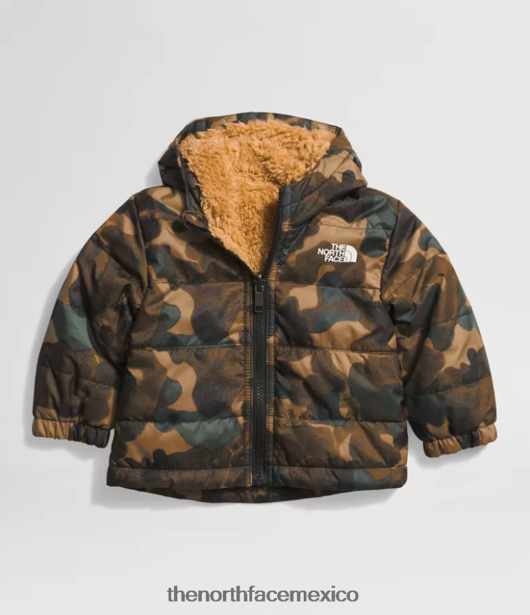 The North Face ropa NFHLJL867 textura de camuflaje marrón utilitario letra pequeña bebé chaqueta reversible con capucha y cremallera completa mt chimbo