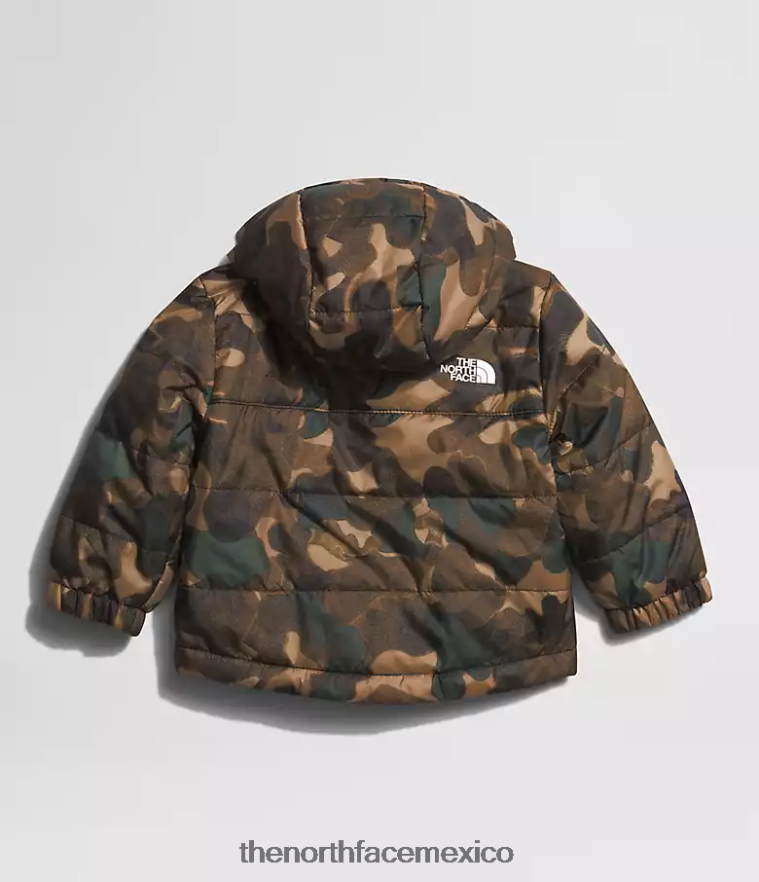 The North Face ropa NFHLJL867 textura de camuflaje marrón utilitario letra pequeña bebé chaqueta reversible con capucha y cremallera completa mt chimbo