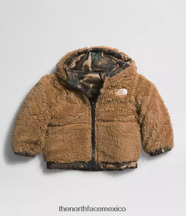 The North Face ropa NFHLJL867 textura de camuflaje marrón utilitario letra pequeña bebé chaqueta reversible con capucha y cremallera completa mt chimbo