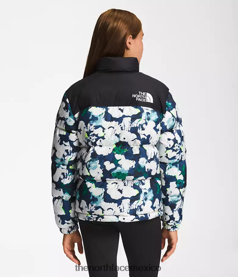 The North Face ropa NFHLJL910 estampado abstracto en azul marino summit niños chaqueta retro nuptse 1996