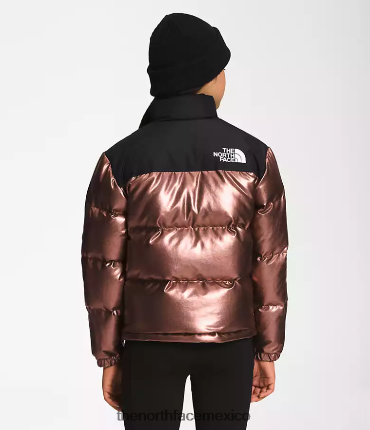 The North Face ropa NFHLJL687 roble oscuro metalizado niños chaqueta nuptse retro estampada 1996