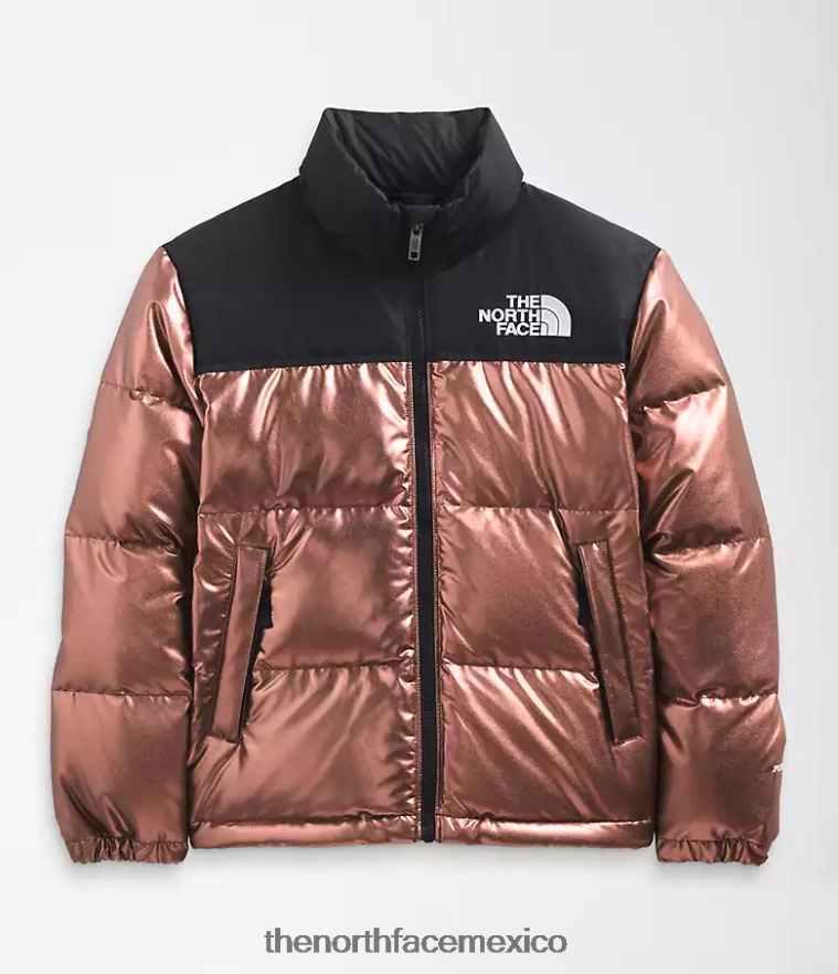 The North Face ropa NFHLJL687 roble oscuro metalizado niños chaqueta nuptse retro estampada 1996