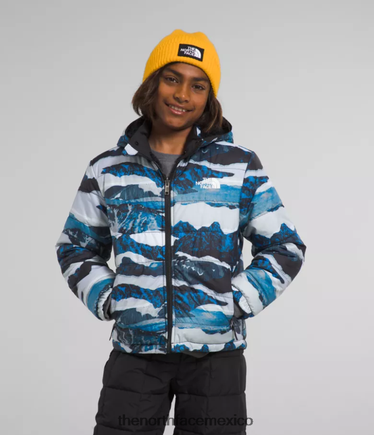 The North Face ropa NFHLJL80 estampado de travesía de montaña azul óptico niños chaqueta reversible con capucha y cremallera completa mt chimbo