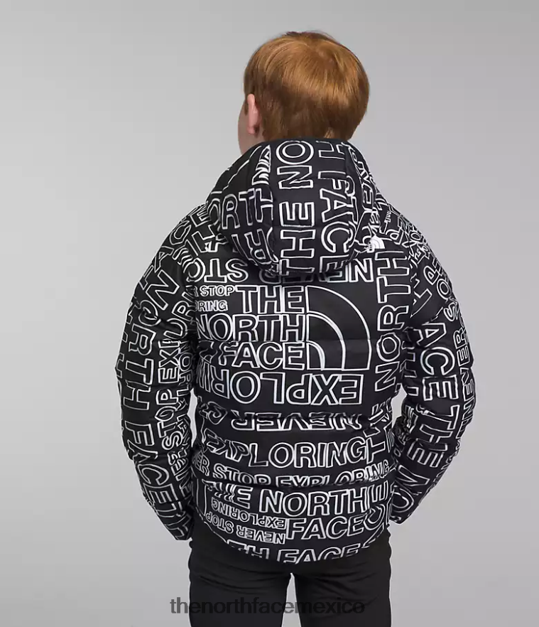 The North Face ropa NFHLJL817 tnf negro tnf marcador logo estampado niños chaqueta reversible con capucha y plumón norte