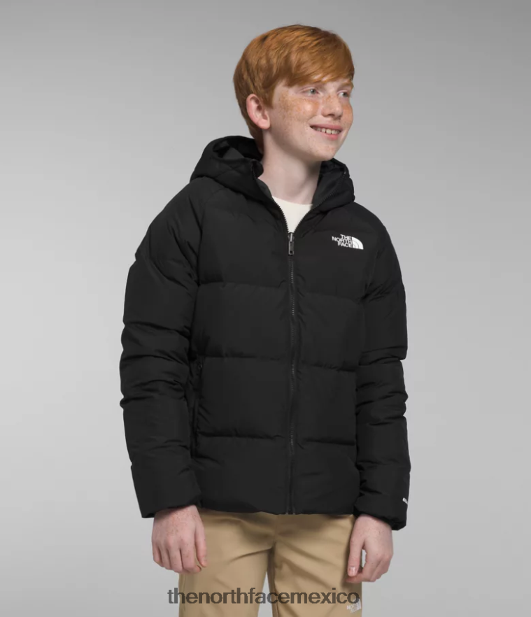 The North Face ropa NFHLJL818 negro niños chaqueta reversible con capucha y plumón norte