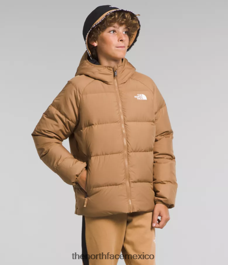The North Face ropa NFHLJL819 mantequilla de almendras niños chaqueta reversible con capucha y plumón norte