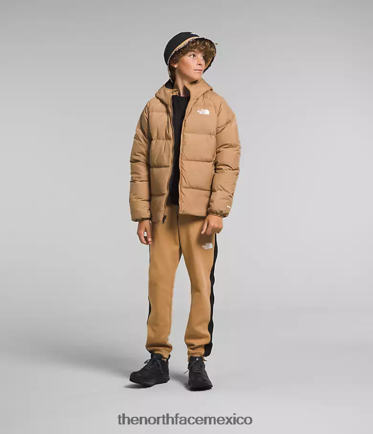 The North Face ropa NFHLJL819 mantequilla de almendras niños chaqueta reversible con capucha y plumón norte