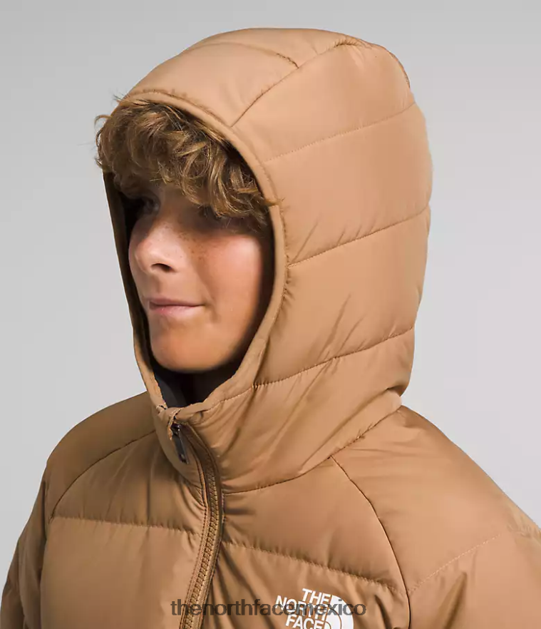 The North Face ropa NFHLJL819 mantequilla de almendras niños chaqueta reversible con capucha y plumón norte