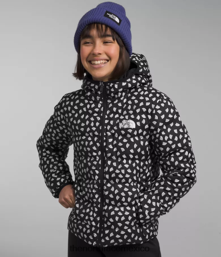 The North Face ropa NFHLJL906 tnf negro tnf mini toss estampado niños chaqueta reversible con capucha y plumón norte