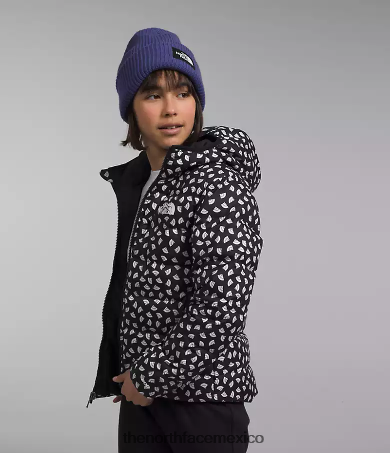 The North Face ropa NFHLJL906 tnf negro tnf mini toss estampado niños chaqueta reversible con capucha y plumón norte