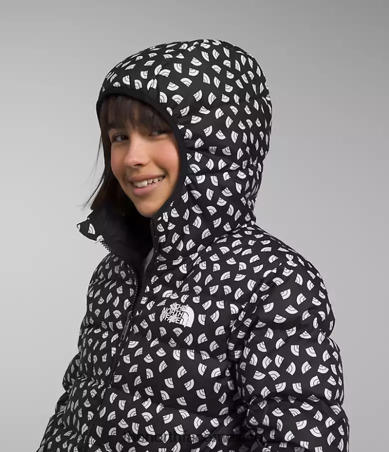The North Face ropa NFHLJL906 tnf negro tnf mini toss estampado niños chaqueta reversible con capucha y plumón norte