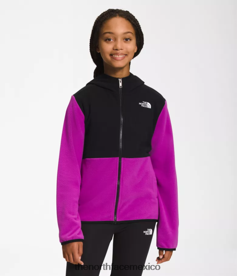 The North Face ropa NFHLJL524 flor de cactus púrpura niños chaqueta con capucha y cierre completo Glacier
