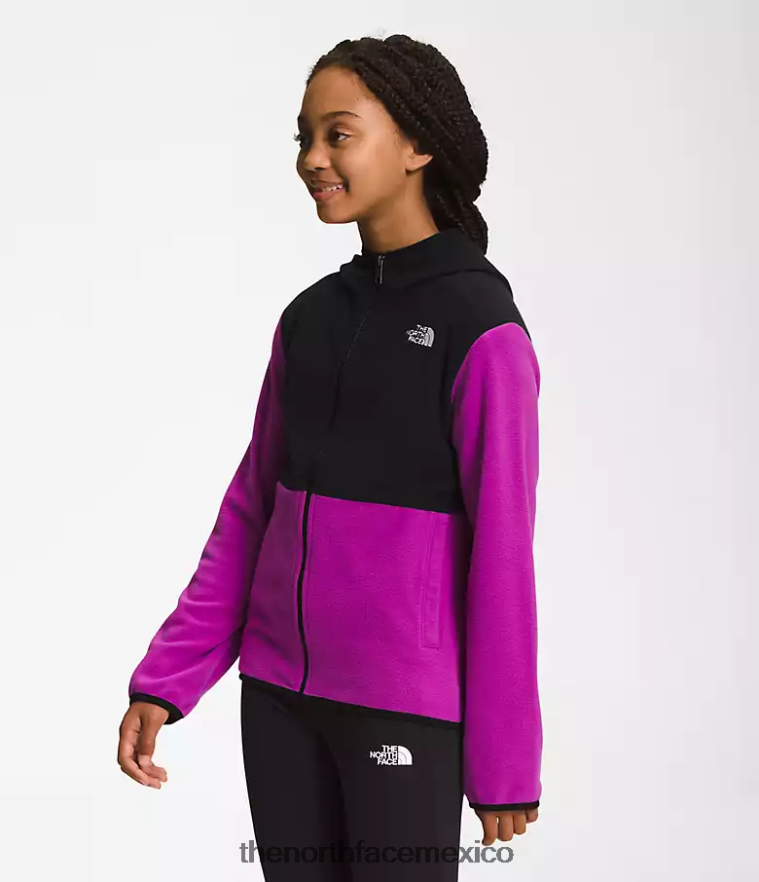 The North Face ropa NFHLJL524 flor de cactus púrpura niños chaqueta con capucha y cierre completo Glacier