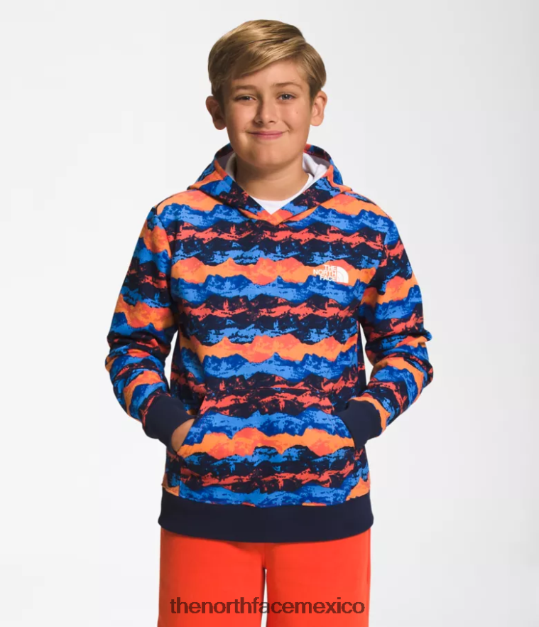 The North Face ropa NFHLJL1107 impresión panorámica retro de montaña naranja niños sudadera con capucha de lana de campamento