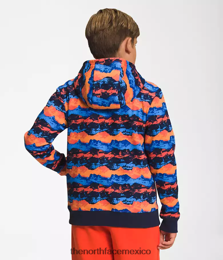 The North Face ropa NFHLJL1107 impresión panorámica retro de montaña naranja niños sudadera con capucha de lana de campamento
