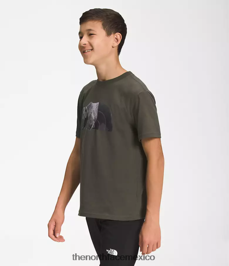 The North Face ropa NFHLJL1056 nuevo verde topo/negro tnf niños camiseta gráfica de manga corta
