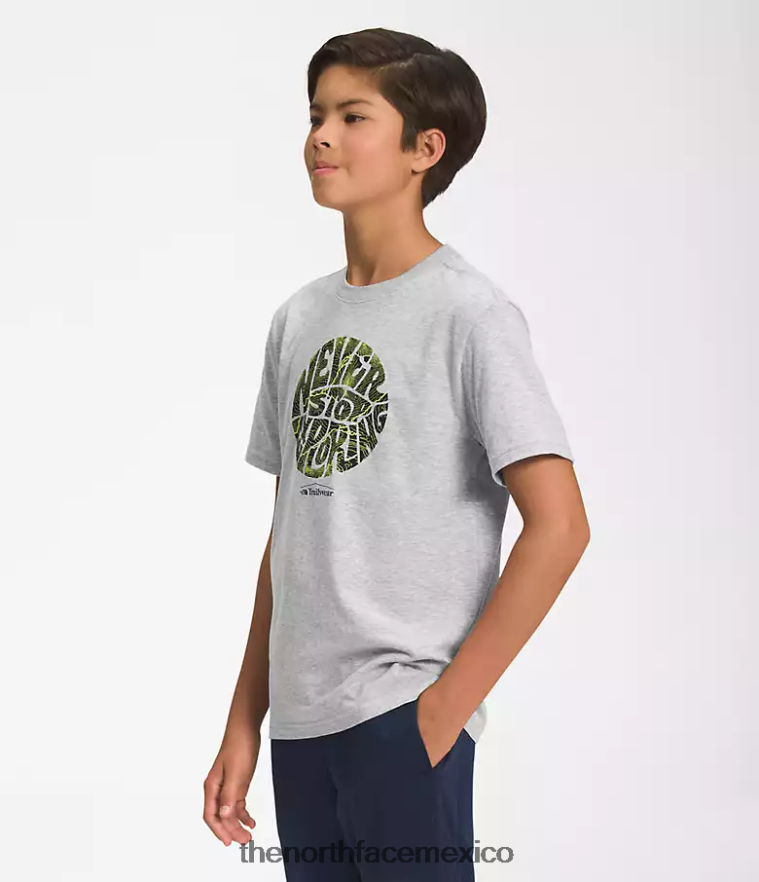 The North Face ropa NFHLJL1057 tnf gris claro jaspeado/led amarillo niños camiseta gráfica de manga corta