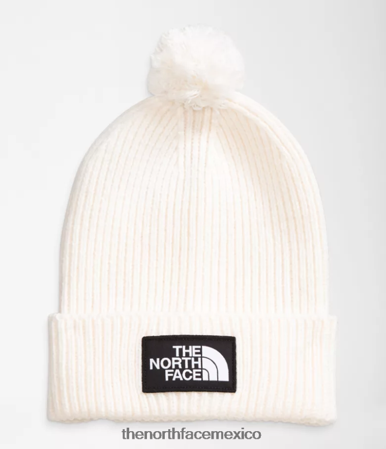 The North Face accesorio NFHLJL1081 gardenia blanca unisexo gorro con pompón y logo de tnf